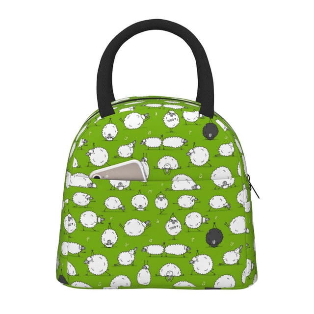 Fotbe Funny Sheep Doing Yoga Bolsa de Almuerzo con Estampado, Lonchera Aislada, Contenedor de Comida Reutilizable Tipo Cooler a Prueba de Fugas