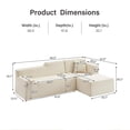 thumbnail image 2 of Tmsan 96.5'' L-Shaped Modular Sectional Sofa, Modern High Back Corduroy Upholstered Boneless Couch, Comfy Cloud Compression Sofas, Chaise Lounge for Living Room Apartment Office, Beige, 2 of 9