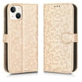 thumbnail image 2 of SaniMore Wallet Case for iPhone 14 6.1" 2022, Glitter PU Leather Case Polka Dot Card Slots Cash Pocket Kickstand Removeable Wrist Strsp Magnetic Clasp All-around Protective Case iphone 14, Rosegold, 2 of 14