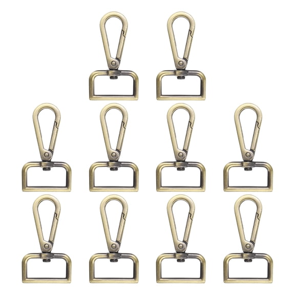 Uxcell 10pcs Metal D Ring Lobster Claw Clasp 1.02" 360° Swivel Snap Hook, Yellow