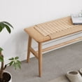 thumbnail image 2 of GZXS Modern Entryway Bench with Handcrafted Rattan Seat - Solid Oak Wood Frame Dining Bench for Bedroom, Entryway, or Dining Room - 43.31"L x 11.82"W x 15.98"H, 2 of 7