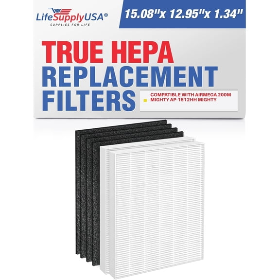3304899 Filter Set Replacement Compatible with Coway Airmega AP-1512HH, 200M, AP-1512HHS, AP-1518R, AP-1519P -True HEPA   Activated Carbon Filters by LifeSupplyUSA (2-Pack)