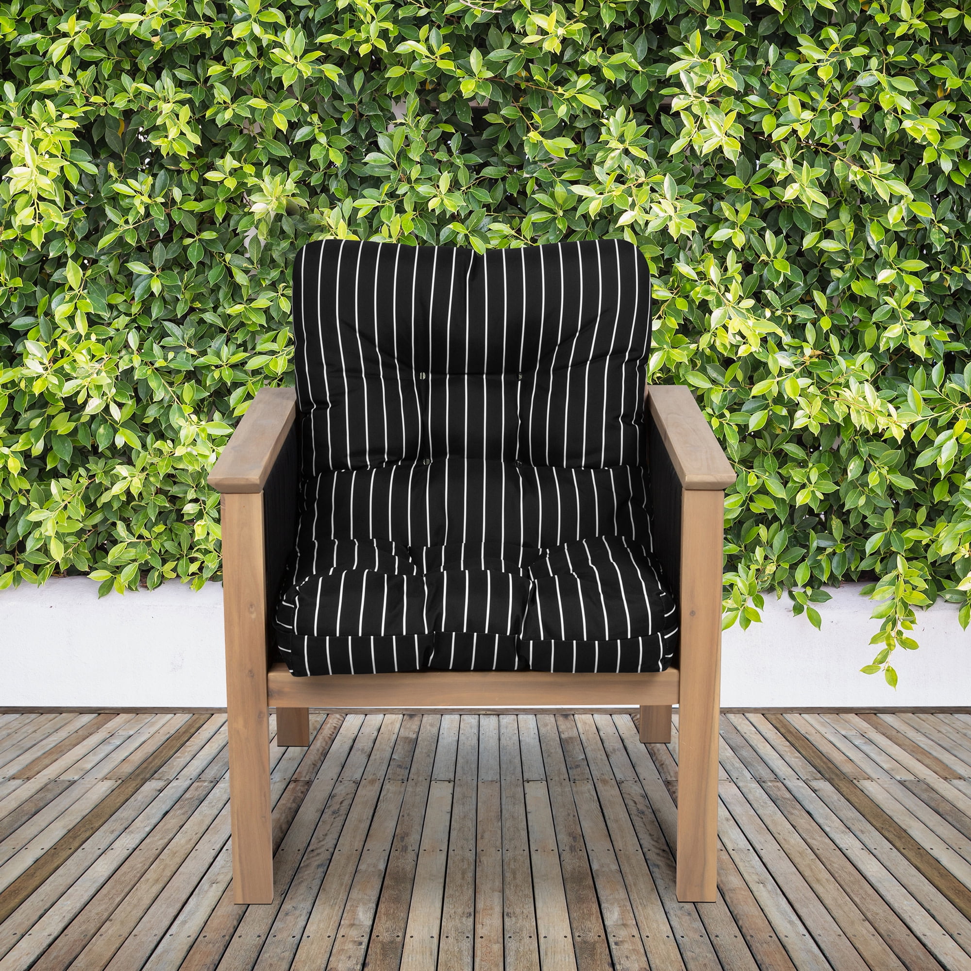 Patio Chair Cushion, Black Ink, Stripe, 21”W x 19”D (seat) x 22.5”H (back)