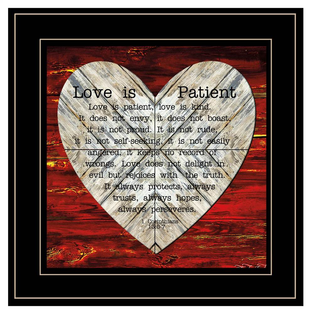 "Love is Patient" by Cindy Jacobs Black Frame Wall Art