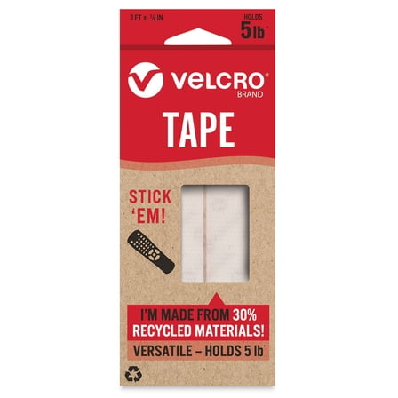 Velcro Brand ECO Collection Tape, White, 3 ft x 7/8"