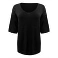 thumbnail image 4 of Black Women's Short Sleeve T-shirt, Womens Short Sleeve Sweaters Tops V Neck Pullover Knit Shirts Loose Blouses,Women's Short sleeve T-shirt M, 4 of 5