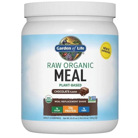 Garden of Life Raw Organic Meal Plant-Based Protein Powder, Chocolate, 14 Servings