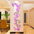 thumbnail image 5 of Mural de flores de ratán 3D para sala de estar, dormitorio, sofá, TV, fondo de pared, regalo creativo, decoración de pared autoadhesiva (59 (H) x 17,7 (W) pulgadas, morado claro) ER, 5 of 5