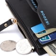 thumbnail image 2 of Vertical Men's ID Cridit Card Slots PU Bifold Style Short Wallet Zipper Coin Money Purse, 2 of 7