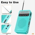 thumbnail image 3 of Radio de Bolsillo AM FM, Radio de Transistores con Altavoz y Conector para Auriculares, Radio Portátil para Uso en Interiores y Exteriores, Color Verde., 3 of 5