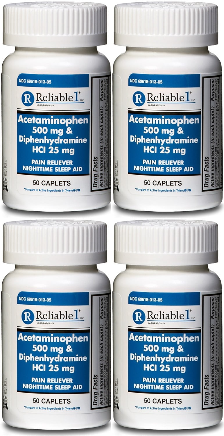 Acetaminophen PM Generic for Tylenol PM 200 Caplets Pain Reliever