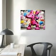 thumbnail image 3 of JEUXUS Graffiti Painting Wall Art - Pink Canvas Print Funny Colorful Animal Pictures Street Pop Art Modern Art Wall Decor Contemporary Artwork for Living Room Bedroom Home, Framed 24"x36", 3 of 4