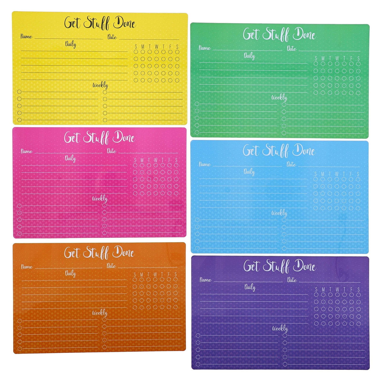6 Pack Dry Erase Magnetic Weekly Daily Chore Chart, 6 Assorted Colors, 12 X 7.5 in