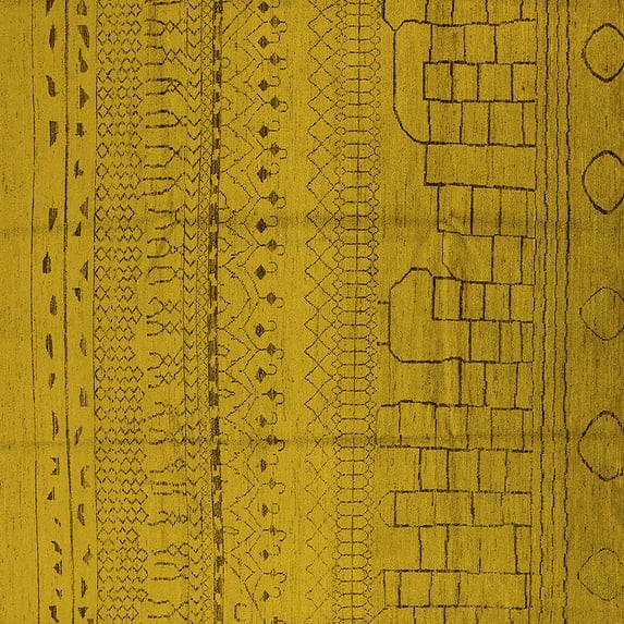 Ahgly Company Indoor Square Solid Yellow Modern Area Rugs, 4' Square