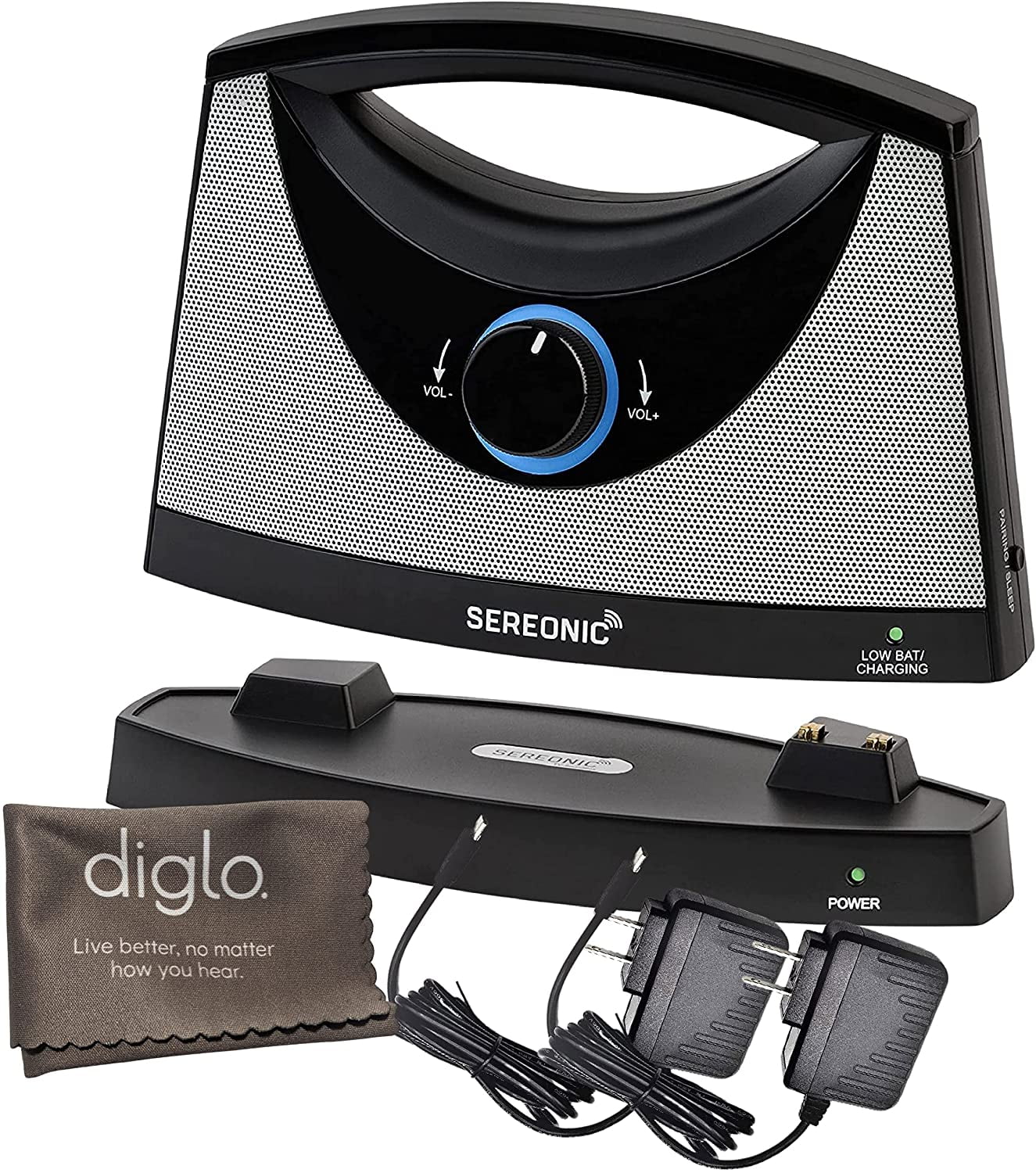 Sereonic Wireless TV Speaker System Deluxe (2 AC Adapters) Portable