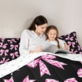 thumbnail image 5 of Erosebridal Pink Coquette Bow 7-Piece Bedding Comforter Set For Girls,Cartoon Plaid Print Bowknot King Bedding Sets For Kids,Reversible, 5 of 7