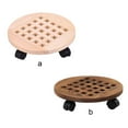 thumbnail image 4 of thinsony Wood Plant Stand Round Rolling Tray with Rotating Wheels Indoor Outdoor Pots Storage Rack for Home Garden, Type 2, 30cm, 4 of 7