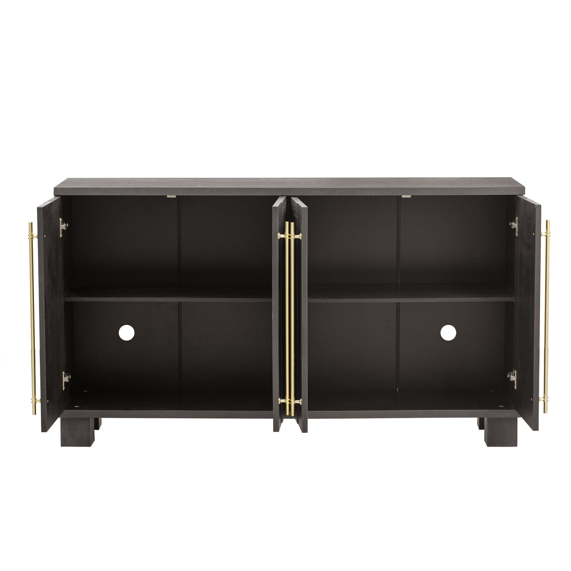 Euroco 60" Sideboard Buffet Cabinet with Storage, Wooden Coffee Bar Cabinet with Gold Handles & Adjustable Shelves for Kitchen, Dining Room and Living Room,Taupe