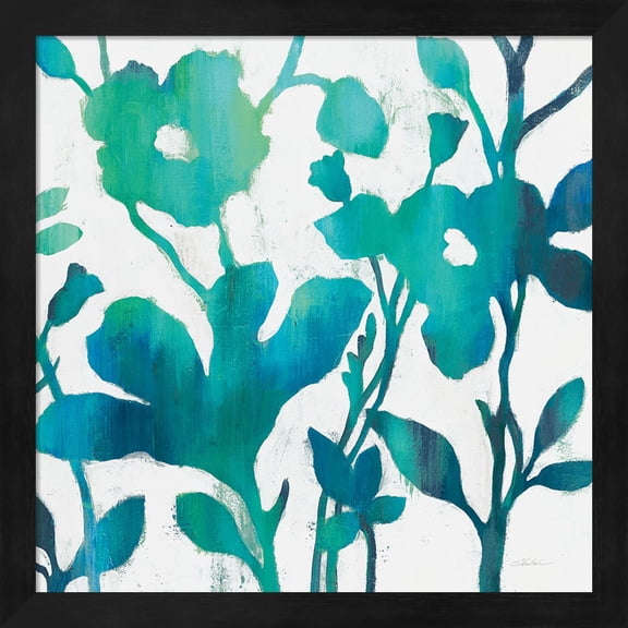 Teal Trio V on White by Silvia Vassileva, Framed Wall Art, 13.25W x 13.25H