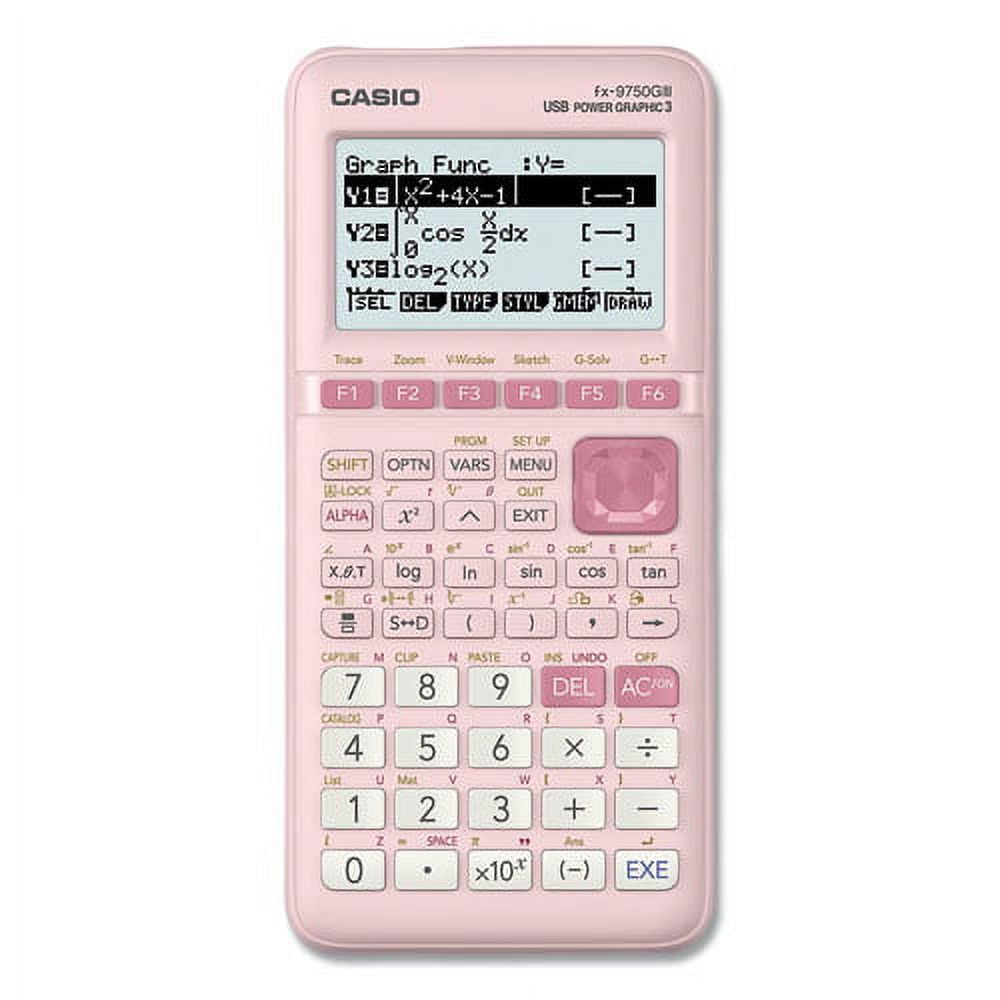 Fx-9750giii 3rd Edition Graphing Calculator, 21-Digit Lcd, Pink | Bundle of 2