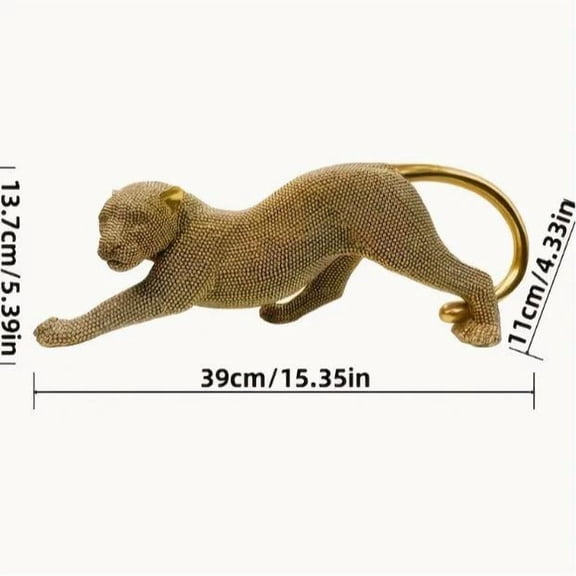 Elegant Cheetah Statue Home Decor Leopard Sculpture Resin Figurine Modern Design for Home Office Wine Cabinet Lover Gift Black Gold Silver Options
