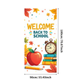 thumbnail image 1 of Colorful Welcome Back to School Banner with Apple Books Alarm Clock and Fall Leaves Decors, Backdrop for School Entrance Classroom Party Photography Props Decorations, 1 of 3