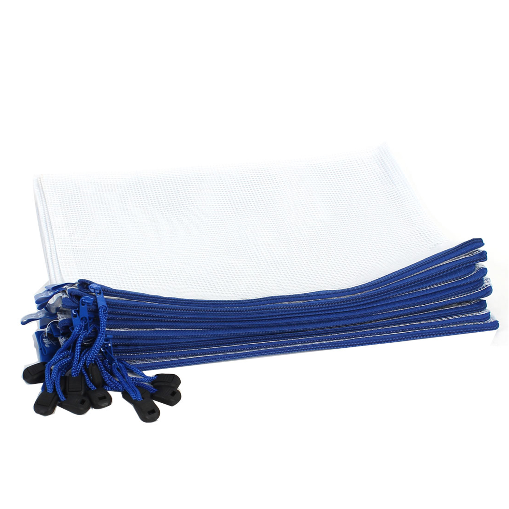 Unique Bargains Office Plastic Zip Closure A4 Paper Files Document Bags Clear Blue 12 Pcs