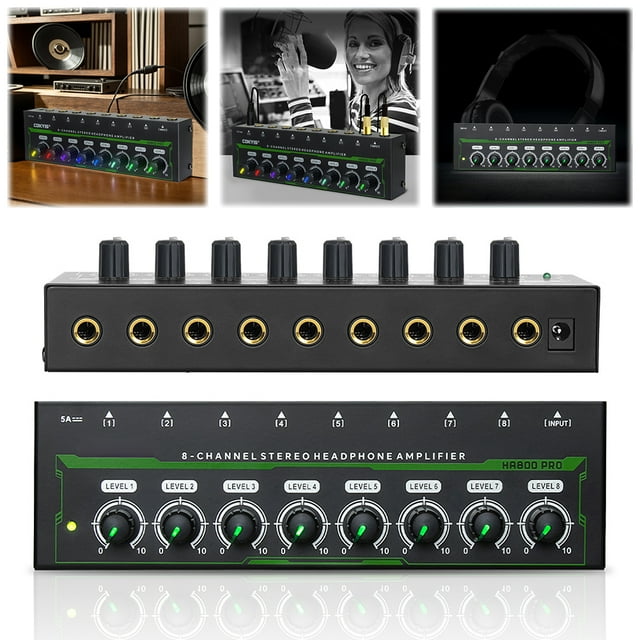 Amplificador 8 Canales Micrófono Estéreo Audio Ultracompacto AMP (US)