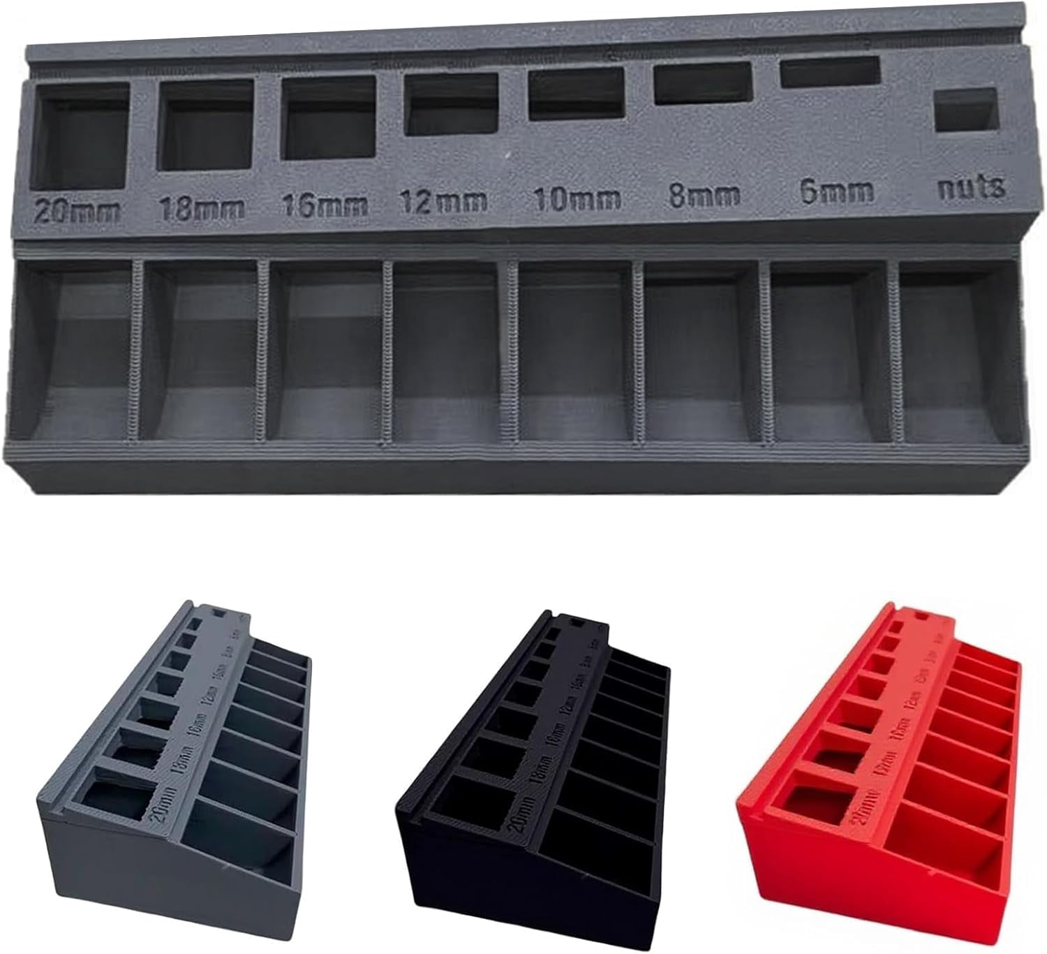 ABPETE M3 Screw Organizer, M3 Bolt Sorter, Bolt/Screw Length Sorter Tray with 7 Measuring Slots, for Hardware and Small Parts Storage (Blue)