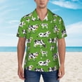 thumbnail image 2 of Yiaed Cows With Calfs Green Print Hawaiian Shirt for Men Short Sleeve Button Down Shirts Beach Shirts for Men,3X-Large, 2 of 7