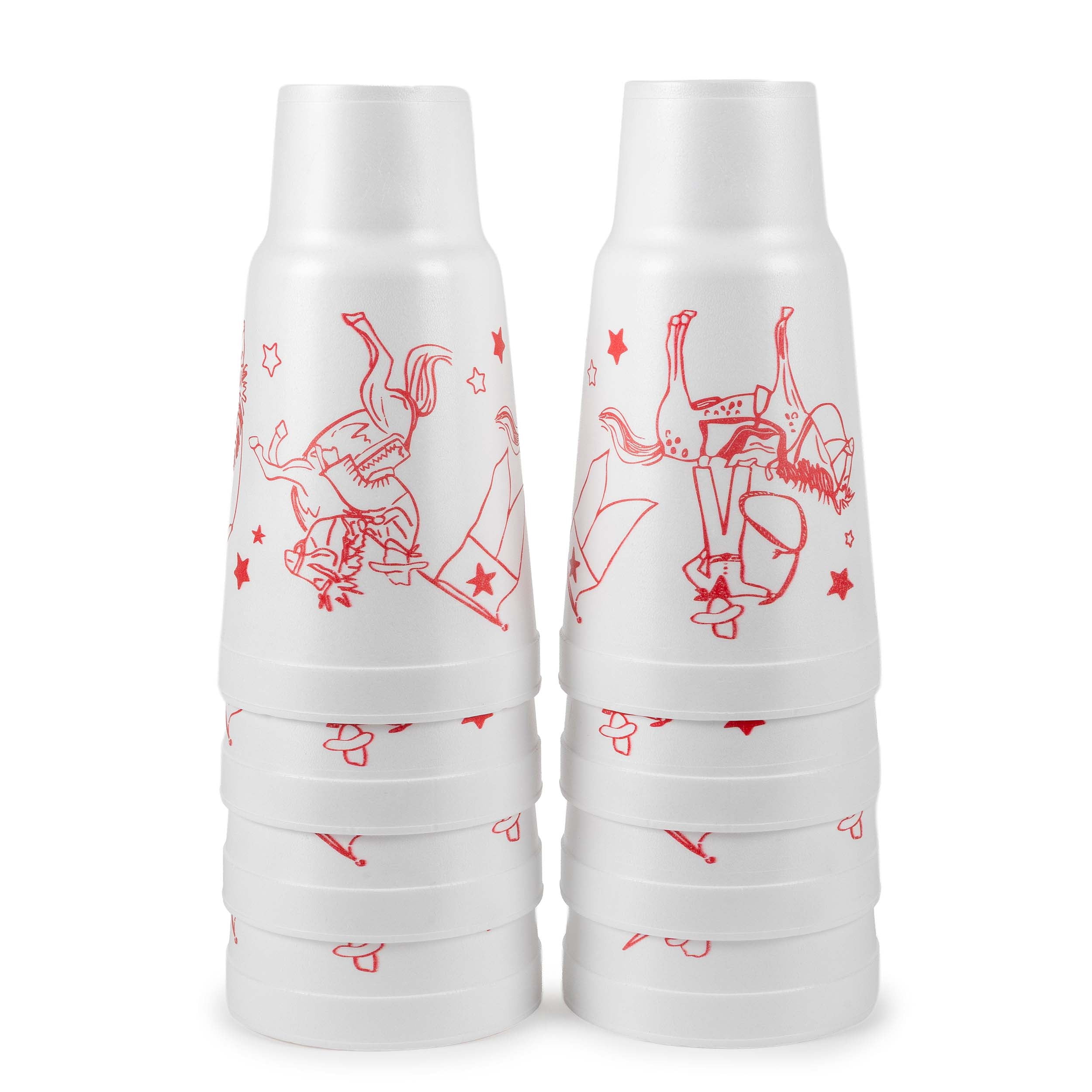 Social Butterfly Disposable Foam Cups with Lids and Straws, 44 oz, Cowboy Design, 8 Count