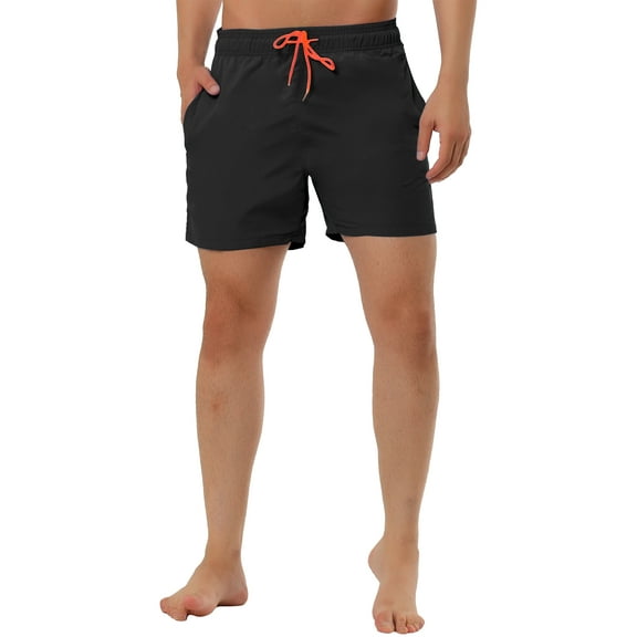 NOMADIC NOOK Men's Holiday Beach Solid Color Adjustable Waist Bathing Swim Shorts 2 Pack