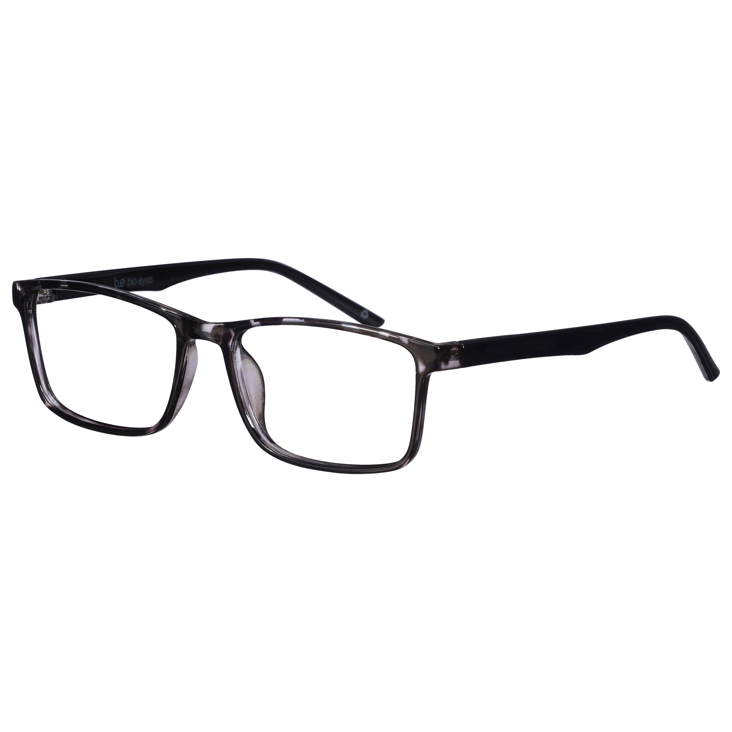B.E Bio Eyes Mens Rectangular Reading Glasses Made from Recycled Plastic Taro +1.75 in Grey