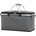 thumbnail image 1 of Cesta de picnic plegable con aislamiento, bolsa térmica plegable, cesta de comestibles portátil para acampar de 22 l con asas de aluminio (gris), gris, (202104160811), 1 of 5