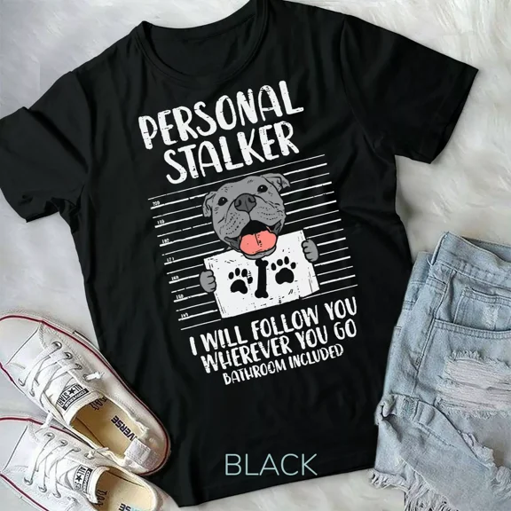 Gildan Personal Stalker Pitbull Funny Pittie Dog Lover Owner Gift Unisex T-shirt