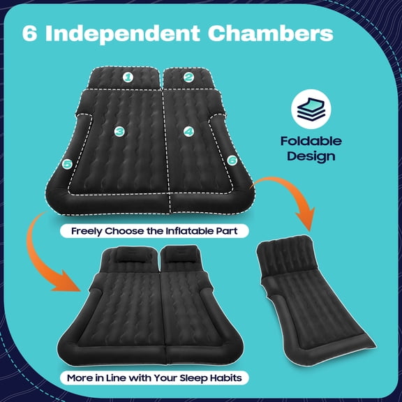68.5*49.61in SUV Inflatable Mattress Black Inflatable Bed Modern Inflatable Bed for Camping, Traveling