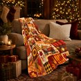 thumbnail image 3 of Cute Autumn Puppies Pumpkins Sunflowers Patchwork Harvest Scene, Festive Pet Portrait Pattern, Warm Flannel Blanket for Living Room and Bedroom, Dog Lovers Thanksgiving Gift, Pet Lover Home Decor, 3 of 9