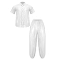 thumbnail image 4 of vastwit Men Plastic Oversized Shirts Pants Set Waterproof Two-piece Outfit Sweat Suit Jogging Sportswear White XL, 4 of 7