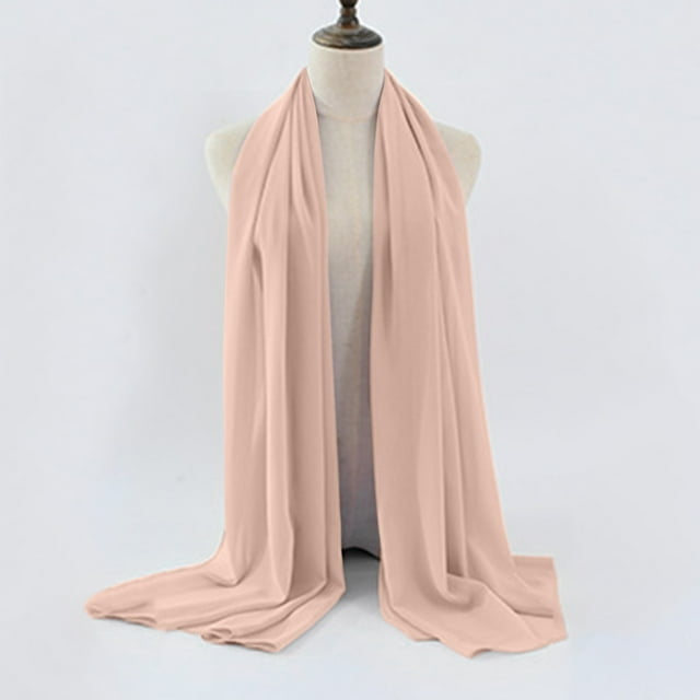 PEIXUN Women's Soft Solid Color Shawl Baotou Pearl Chiffon Shawl Muslim Hijab
