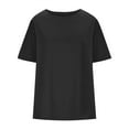 thumbnail image 6 of WRKEKC Short Sleeve Shirts for Women, Summer T-Shirts for Women, Women's Trendy Fallow Solid Color Round Neck Short Sleeve T-Shirt Top, 6 of 6