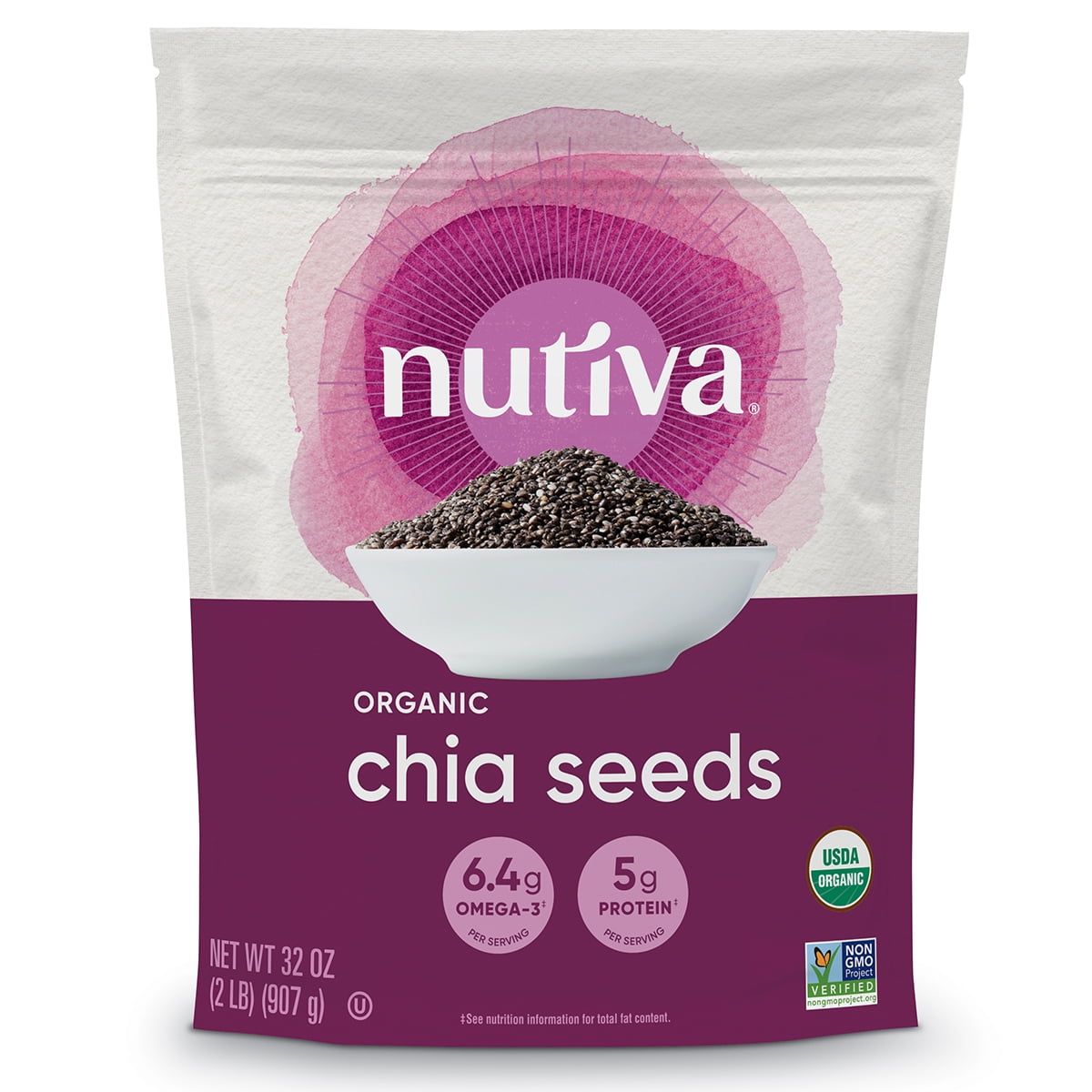 Organic Chia Seed, Black, 32 oz (907 g), Nutiva