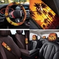 thumbnail image 4 of Uorisanigo Sunset Palm Tree Car Seat Covers Full Set 14 Pcs Auto Steering Wheel Cover Cars Headrest Cover and Console Cover and Water Cup Pad and Cars Seat Belt Cover Soft Fit for Car SUV, 4 of 6