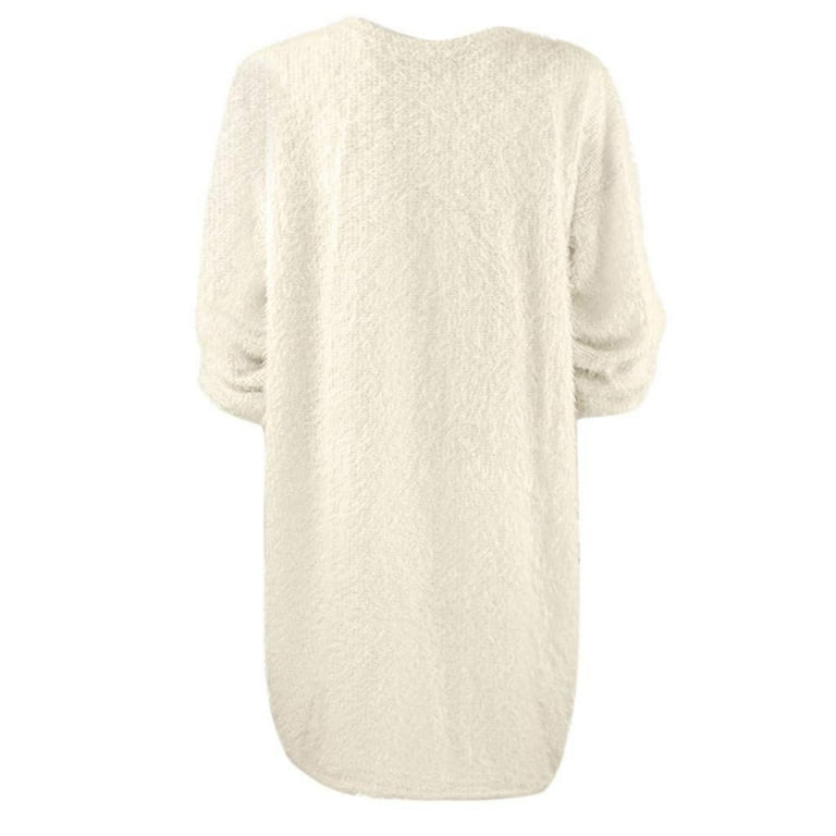 Huresd Sweater Dress for Women Fleece Fuzzy Crewneck Sweatshirts