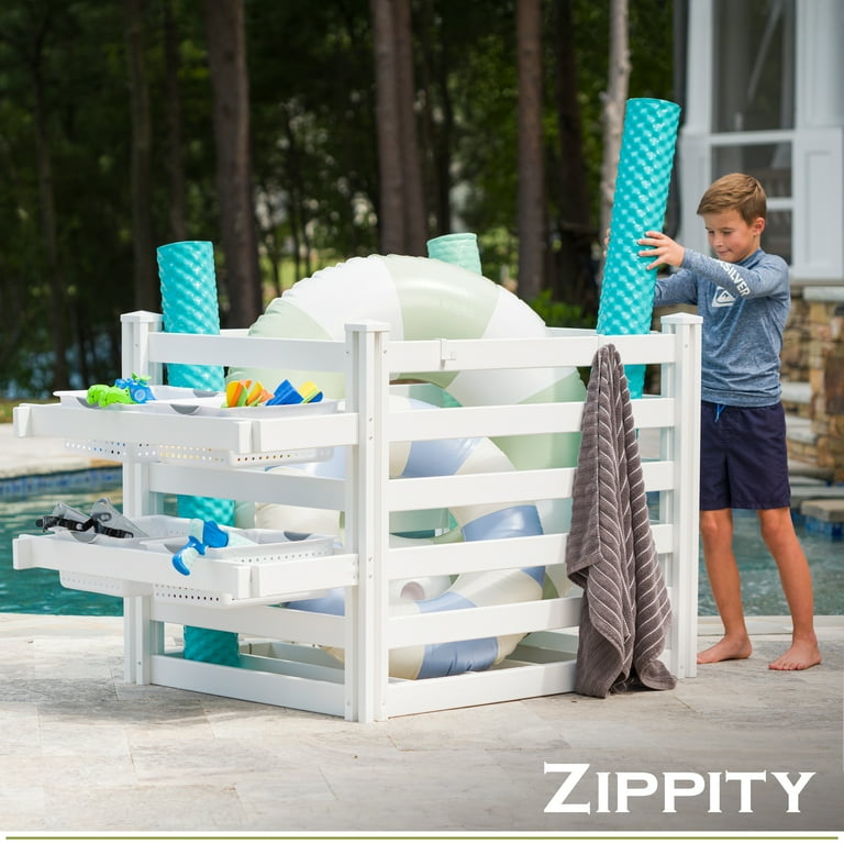 Zippity Outdoor Vinyl Pool Equipment Storage Shelf for Swimming