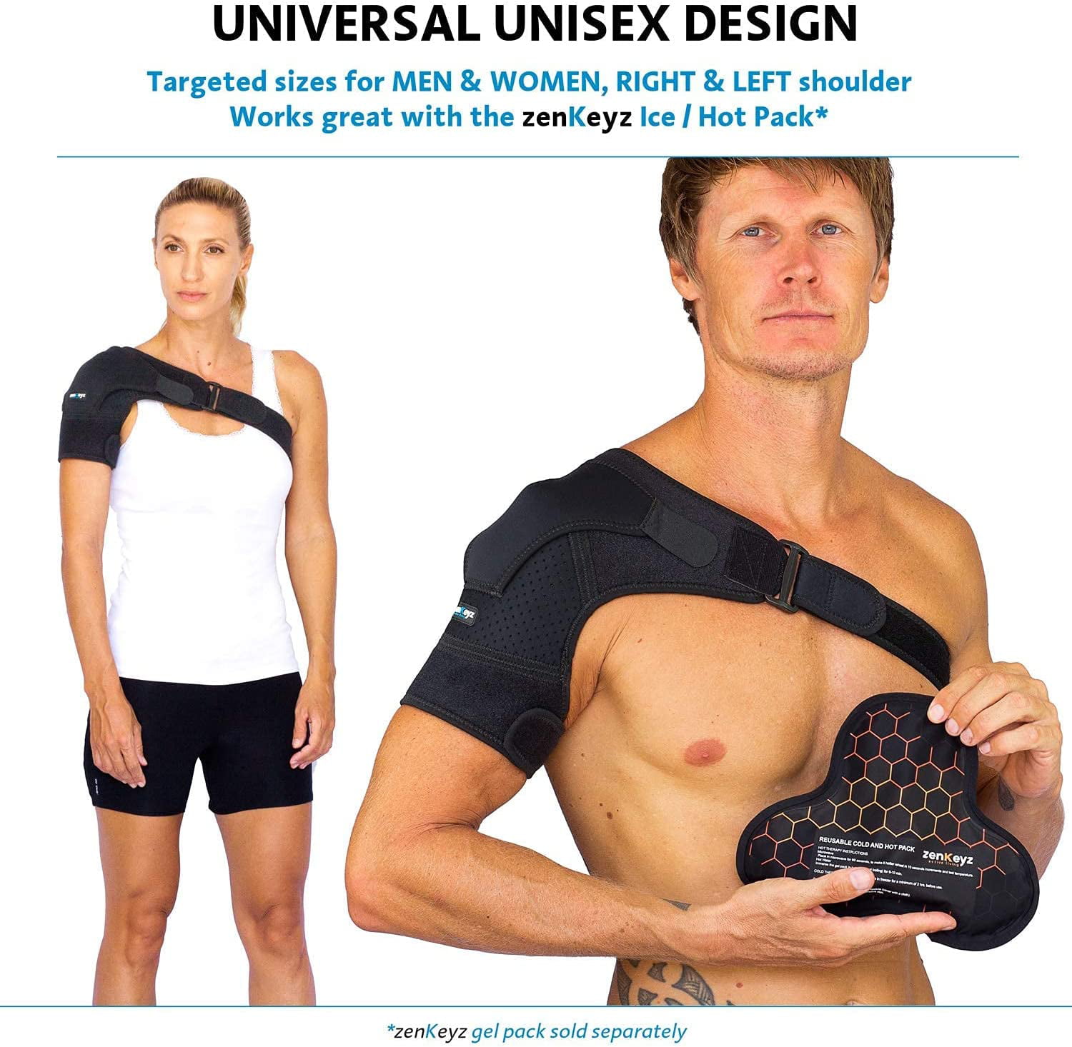 Shoulder Brace for Men Women - for Torn Rotator Cuff Support,Tendonitis,  Dislocation, Bursitis, Neoprene Shoulder Compression Sleeve Wrap by Zenkeyz  