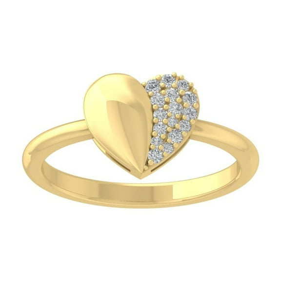 ARAIYA FINE JEWELRY 10K White Gold Lab-Grown Diamond Heart Ring (1/10 cttw Round-shape Lab-Grown Diamonds (D-F Color, VS Clarity) Size 6.5