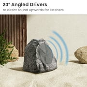 Theater Solutions 2R8G Outdoor Granite 8 Rock 2 Speaker Set for Deck Pool Spa Yard Garden