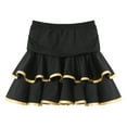 thumbnail image 2 of iiniim Kids Girls Latin Salsa Tango Dance Milk Silk Ruffle Skirt Ballroom Performance 5-16 Gold&Black 11-12, 2 of 7