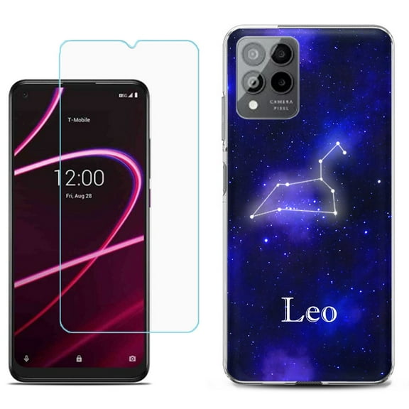 Slim-Fit Gel TPU Phone Case for T-Mobile Revvl 6 Pro 5G, with Tempered Glass Screen Protector, by OneToughShield ® - Leo