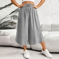 thumbnail image 5 of VBVC Women's Drawstring Wide Leg Capri Pants , Summer Curved Hem Culottes For Women , Ladies' Loose Fit Cropped Trousers with Pockets,Gray,S-3XL, 5 of 10